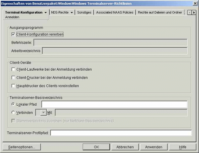 Anmeldeseite fr die Windows-Terminalserverrichtlinie