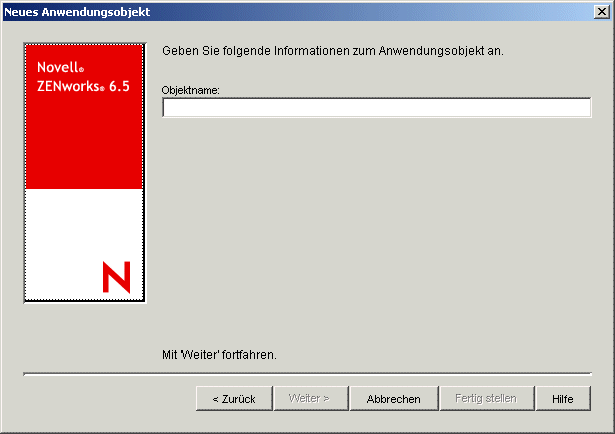 Neues Anwendungsobjekt > Dialogfeld "Objektname"