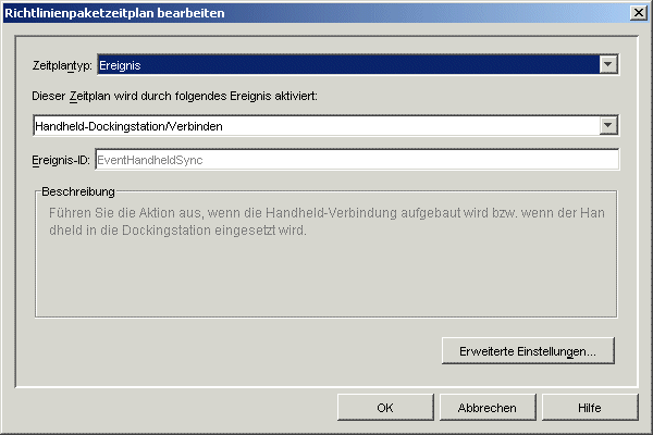 Dialogfeld "Richtlinienpaketzeitplan bearbeiten"