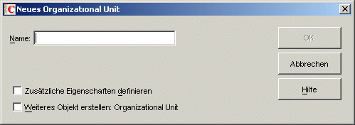 Dialogfeld "Neue organisatorische Einheit"
