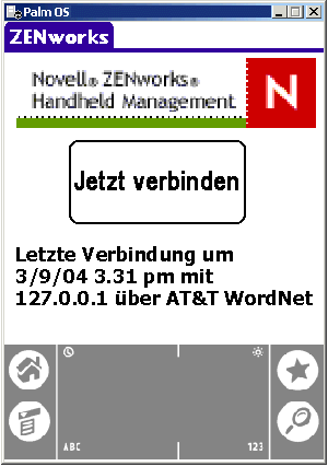 ZENworks Handheld Management-IP-Konsole auf einem Palm-Gert