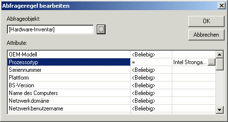 Dialogfeld "Abfrageregel bearbeiten"