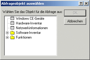 Dialogfeld "Abfrageobjekt auswhlen"