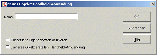 Dialogfeld fr neue Handheld-Anwendung.