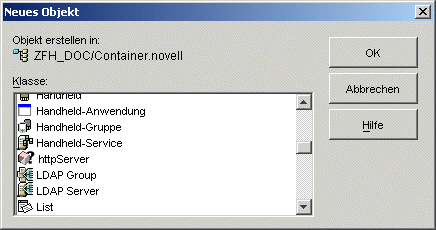 Dialogfeld "Neues Objekt".