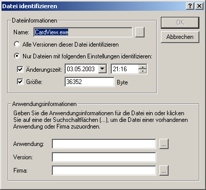 Dialogfeld "Datei identifizieren"