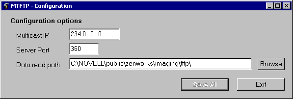 Fenster "MTFTP Configuration" (MTFTP-Konfiguration)