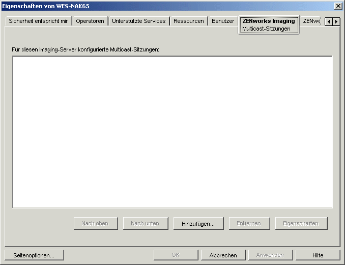 Seite "Multicast-Sitzung".