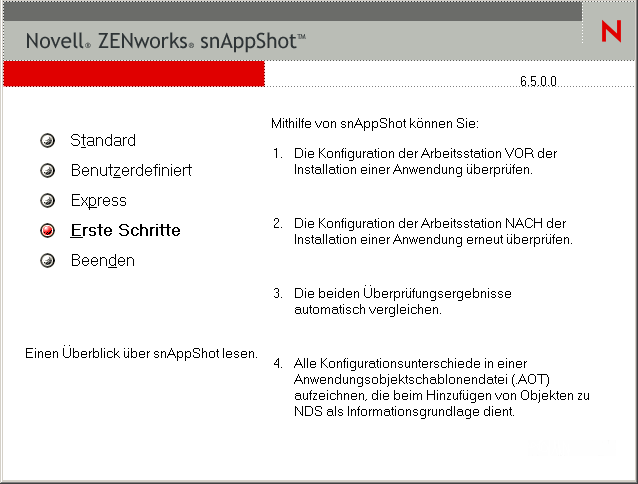 snAppShot-Hauptmenü