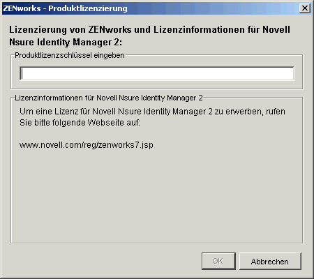 Produktlizenzierung (Dialogfeld)