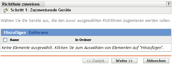Seite Richtlinienzuweisungen