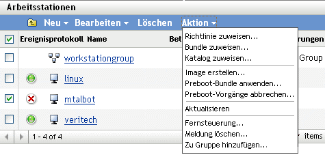 Ausgangspunkt zum Löschen von Meldungen