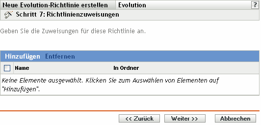 Seite Richtlinienzuweisungen