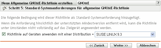 Seite Standard-Systemanforderungen für allgemeine GNOME-Richtlinie