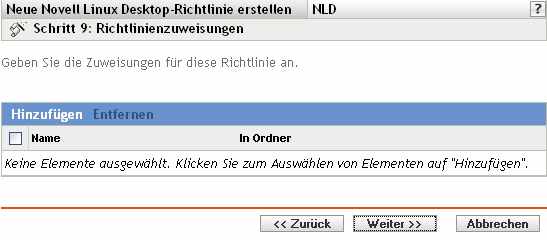 Seite Richtlinienzuweisungen