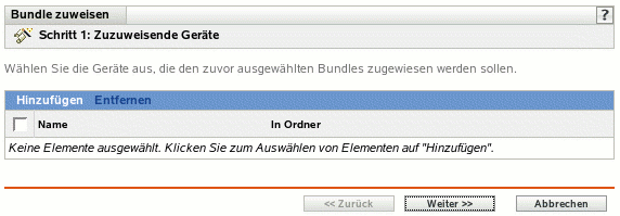 Seite "Bundle-Zuweisungen"