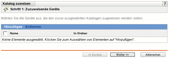Seite "Zuzuweisende Geräte"