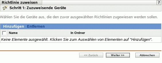 Seite "Richtlinienzuweisungen"