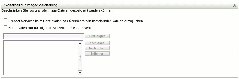 Abschnitt "Sicherheit für Image-Speicherung"