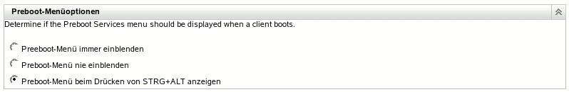 Abschnitt "Preboot-Menüoptionen"
