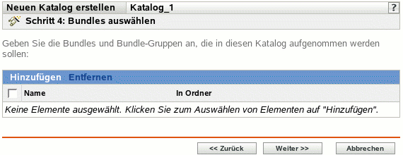Seite "Bundles auswählen"