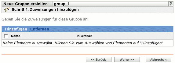 Seite "Zuweisungen hinzufügen"