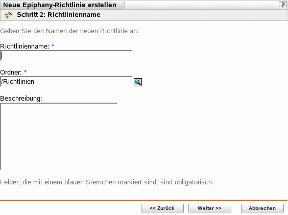 Seite "Richtlinienname"