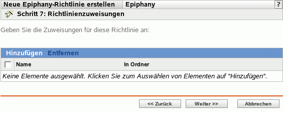 Seite "Richtlinienzuweisungen"