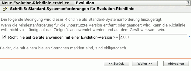 Seite "Standard-Systemanforderungen für Evolution-Richtlinie"