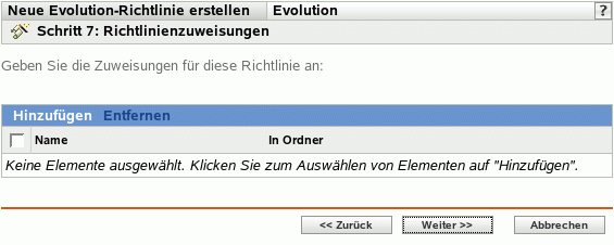 Seite "Richtlinienzuweisungen"