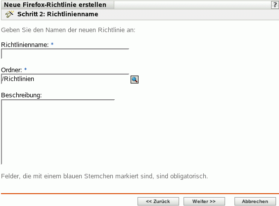 Seite "Richtlinienname"