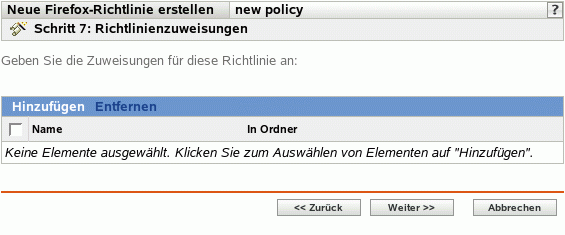 Seite "Richtlinienzuweisungen"