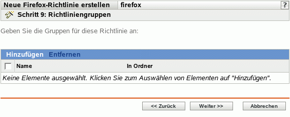 Seite "Richtliniengruppen"