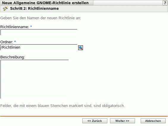 Seite "Richtlinienname"