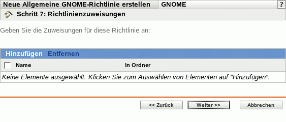 Seite "Richtlinienzuweisungen"