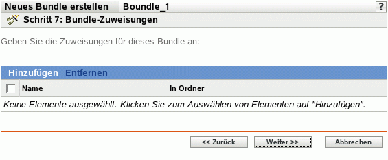Seite "Bundle-Zuweisungen"