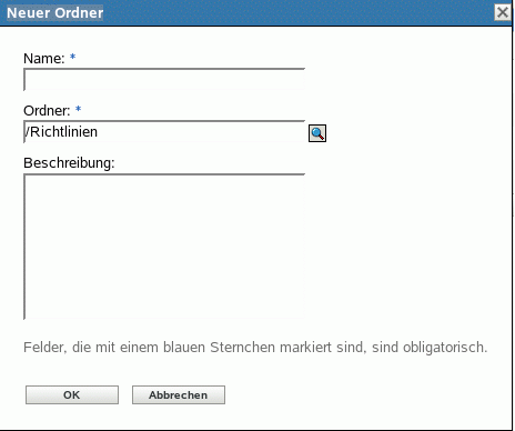 Dialogfeld "Neuer Ordner"