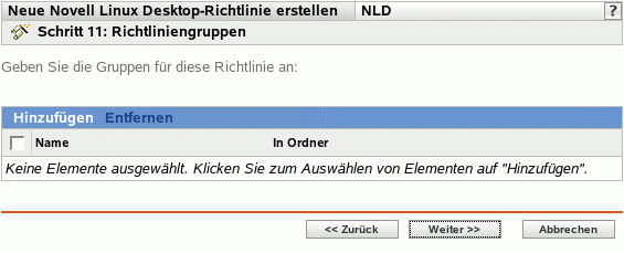 Seite "Richtliniengruppen"