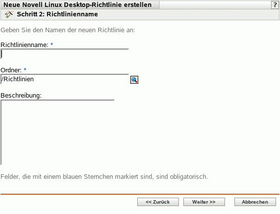 Seite "Richtlinienname"
