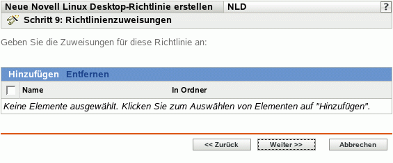 Seite "Richtlinienzuweisungen"