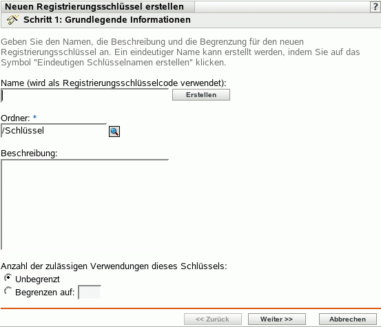 Seite "Grundlegende Informationen"