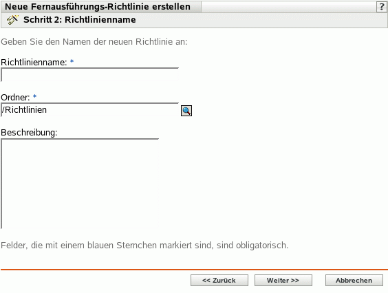 Seite "Richtlinienname"
