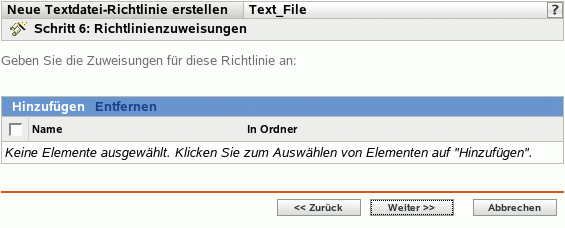 Seite "Richtlinienzuweisungen"