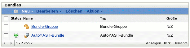 Registerkarte "Bundles"