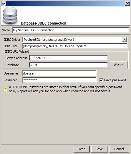 Configure JDBC connection