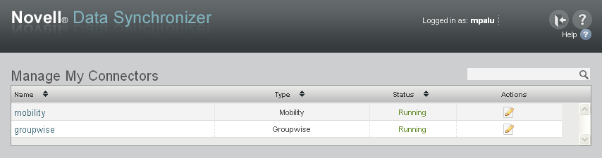 Data Synchronizer User Options page