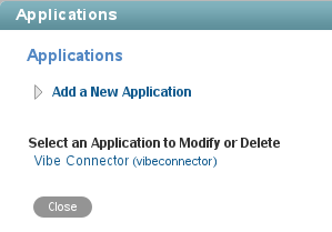 Applications page with the Vibe OnPrem Connector added