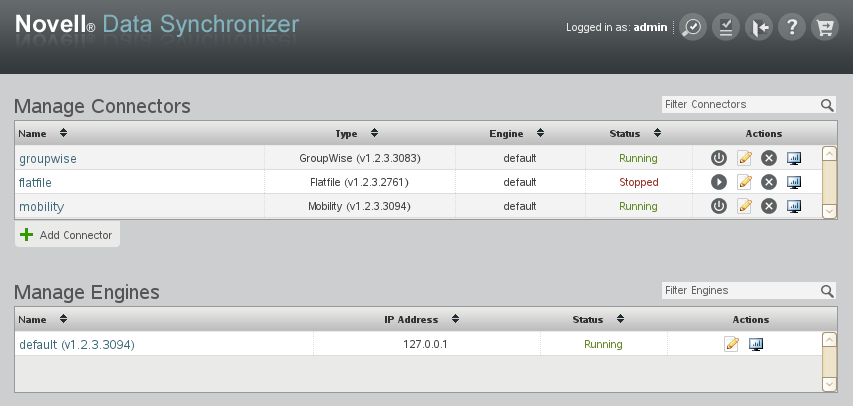 Synchronizer Web Admin with a Flatfile Connector