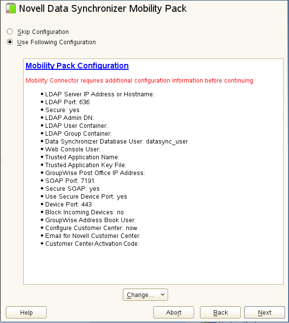 Novell Data Synchronizer Mobility Pack page
