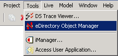 Menu option for eDirectory Object Manager